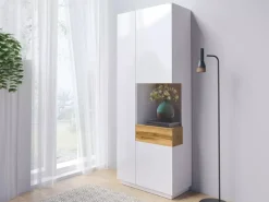 Zestawy Mebli Do Salonu|Witryny></noscript>Helvetia Witryna stojąca wysoka prawostronna KOBE biały połysk