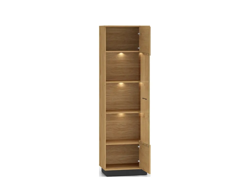 Zestawy Mebli Do Salonu|Witryny>ML Meble Witryna szklana do salonu z podświetleniem MONELLI dąb stylowy