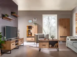 Zestawy Mebli Młodzieżowych|Witryny>DOMEL Witryna w stylu nowoczesnym LAMELIX dąb artisan