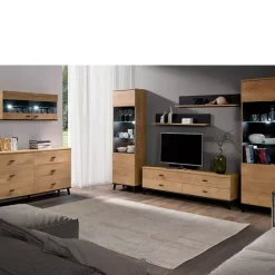 Szafki Wiszące|Witryny>JUREK Witryna wisząca szafka 121 cm dąb lefkas jasny JOHNY