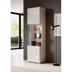 Zestawy Mebli Do Salonu|Witryny></noscript>Helvetia Witryna wysoka TENDER połysk biały