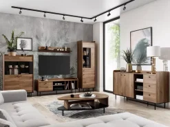 Witryny></noscript>GiB Meble Witryna ze szklanymi półkami VIVIENNE