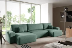 Narożniki>BROMARKT Wolnostojący narożnik U z funkcją spania boucle rozkładany do salonu CAMILO