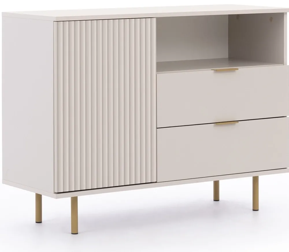 Zestawy Mebli Do Salonu|Komody>GiB Meble Wąska komoda z szufladami do salonu 107 cm NAMASTE kaszmir