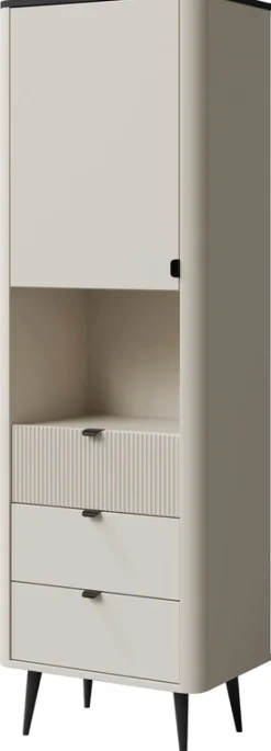 Regały Na Książki>JUREK Wąski regał 60 cm z szufladami i drzwiami do salonu MIREL