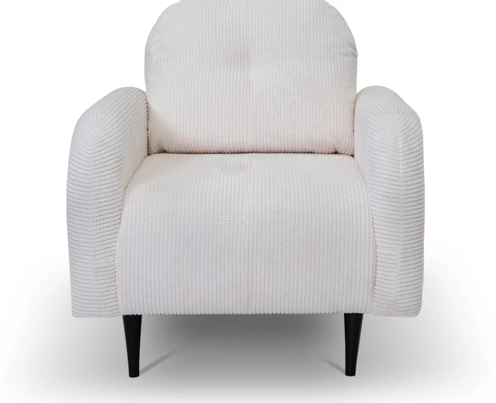 Fotele>LASKI Wygodny biały fotel do salonu OBLAK