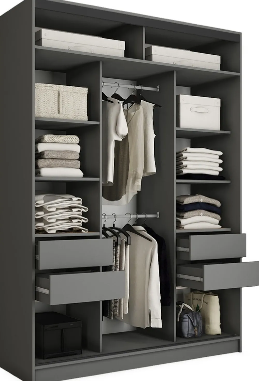 Zestawy Mebli Do Przedpokoju|Szafy Trzydrzwiowe>BROMARKT Wysoka beżowa szafa przesuwna z lustrem 150 cm LOFT MAX