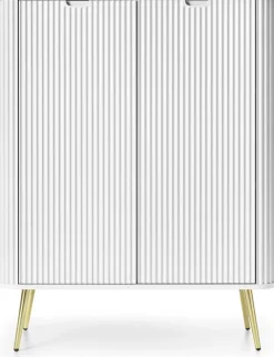 Komody>PIASKI Wysoka dwudrzwiowa biała komoda do salonu 103 cm ZENIT biały