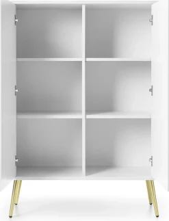 Komody>PIASKI Wysoka dwudrzwiowa biała komoda do salonu 103 cm ZENIT biały