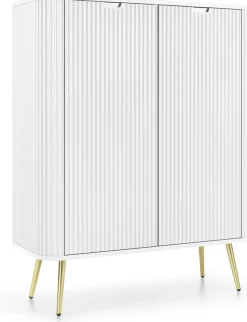 Komody></noscript>PIASKI Wysoka dwudrzwiowa biała komoda do salonu 103 cm ZENIT biały