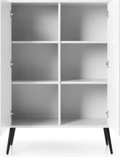 Komody>PIASKI Wysoka dwudrzwiowa biała komoda do salonu 103 cm ZENIT biały