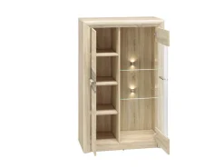 Meble Młodzieżowe|Zestawy Mebli Do Salonu>ML Meble Wysoka dwudrzwiowa komoda z witryną 85 cm CASTEL dąb sonoma