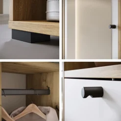 Garderoby></noscript>BRATEX Wysoka garderoba do przedpokoju 90 cm DORANO dąb artisan/biały