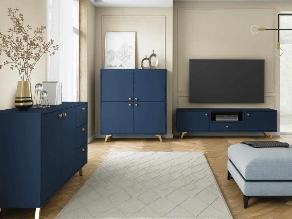 Komody>Stolar Wysoka komoda czterodrzwiowa z półkami 100 cm SELMA