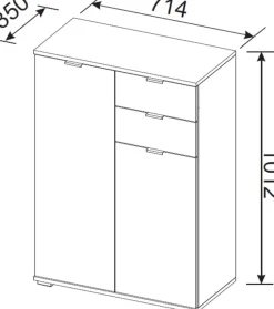 Komody></noscript>INTER MEBLE Wysoka komoda do salonu 71 cm z szufladami i półkami ELARO biały