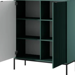 Komody>PIASKI Wysoka komoda do salonu 104 cm AVANTI ryflowane fronty labrador