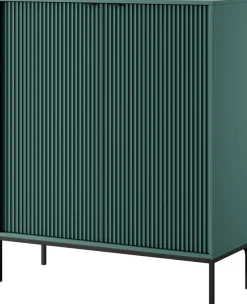 Komody></noscript>PIASKI Wysoka komoda do salonu 104 cm AVANTI ryflowane fronty labrador