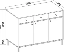 Zestawy Mebli Do Salonu|Komody></noscript>Lempert Wysoka komoda do salonu 125 cm z szufladami TOKEN eukaliptus
