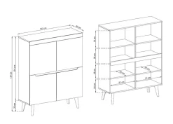 Komody></noscript>PIASKI Wysoka komoda do salonu RENI dąb artisan