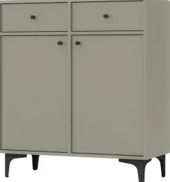 Komody>Lempert Wysoka komoda do salonu z szufladami i drzwiami TOKEN eukaliptus