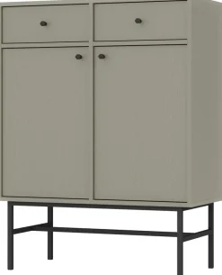 Komody>Lempert Wysoka komoda dwudrzwiowa do salonu 84 cm TOKEN eukaliptus