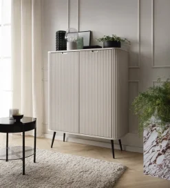 Komody></noscript>PIASKI Wysoka nowoczesna komoda do salonu 103 cm ZENIT kaszmir