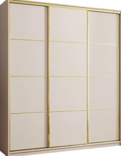Zestawy Mebli Do Przedpokoju|Szafy Trzydrzwiowe>BROMARKT Wysoka szafa przesuwna 200 cm GOLD NEW MAX beż piaskowy