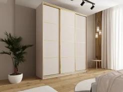 Zestawy Mebli Do Przedpokoju|Szafy Trzydrzwiowe></noscript>BROMARKT Wysoka szafa przesuwna 200 cm GOLD NEW MAX beż piaskowy