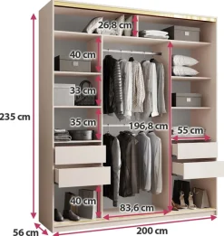 Zestawy Mebli Do Przedpokoju|Szafy Trzydrzwiowe></noscript>BROMARKT Wysoka szafa przesuwna 200 cm GOLD NEW MAX beż piaskowy