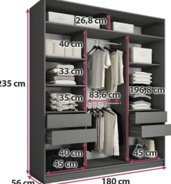 Szafy Trzydrzwiowe|Szafy Do Przedpokoju></noscript>BROMARKT Wysoka szafa przesuwna do sypialni 180 cm z lustrem EDGE MAX