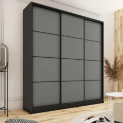 Zestawy Mebli Do Przedpokoju|Szafy Trzydrzwiowe></noscript>BROMARKT Wysoka szafa przesuwna do sypialni 200 cm LOFT MAX