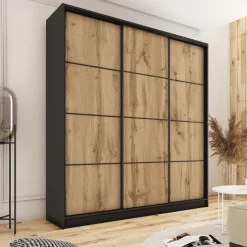 Zestawy Mebli Do Przedpokoju|Szafy Trzydrzwiowe></noscript>BROMARKT Wysoka szafa przesuwna do sypialni 180 cm LOFT MAX