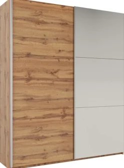 Szafy Dwudrzwiowe|Szafy Z Lustrem>Stolar Wysoka szafa przesuwna z lustrem 200 cm RUBIN dąb wotan