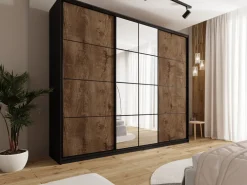 Zestawy Mebli Do Przedpokoju|Szafy Trzydrzwiowe></noscript>BROMARKT Wysoka szafa przesuwna z lustrem i drążkami 280 cm EDGE MAX