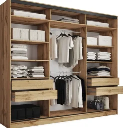 Szafy Trzydrzwiowe|Szafy Do Przedpokoju>BROMARKT Wysoka szafa przesuwna z lustrem 280 cm EDGE MAX dąb wotan