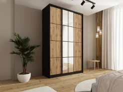 Szafy Trzydrzwiowe|Szafy Do Przedpokoju></noscript>BROMARKT Wysoka szafa przesuwna z lustrem 150 cm do sypialni EDGE MAX