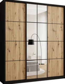 Szafy Trzydrzwiowe|Szafy Do Przedpokoju>BROMARKT Wysoka szafa przesuwna z lustrem 200 cm do sypialni EDGE MAX