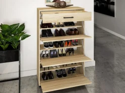 Szafki Na Buty|Zestawy Mebli Do Przedpokoju></noscript>ML Meble Wysoka szafka na buty 80 cm CARO dąb sonoma