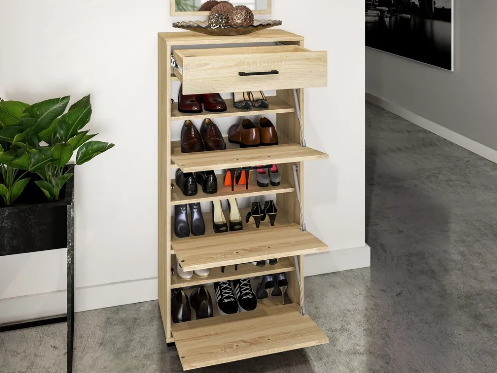 Szafki Na Buty>ML Meble Wysoka szafka na buty 60 cm CARO dąb sonoma