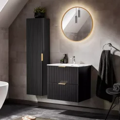 Meble Łazienkowe|Szafki Łazienkowe></noscript>COMAD Wysoka szafka wisząca do łazienki 35 cm ADENILO czarny