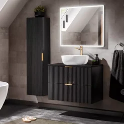 Meble Łazienkowe|Szafki Łazienkowe></noscript>COMAD Wysoka szafka wisząca do łazienki 35 cm ADENILO czarny