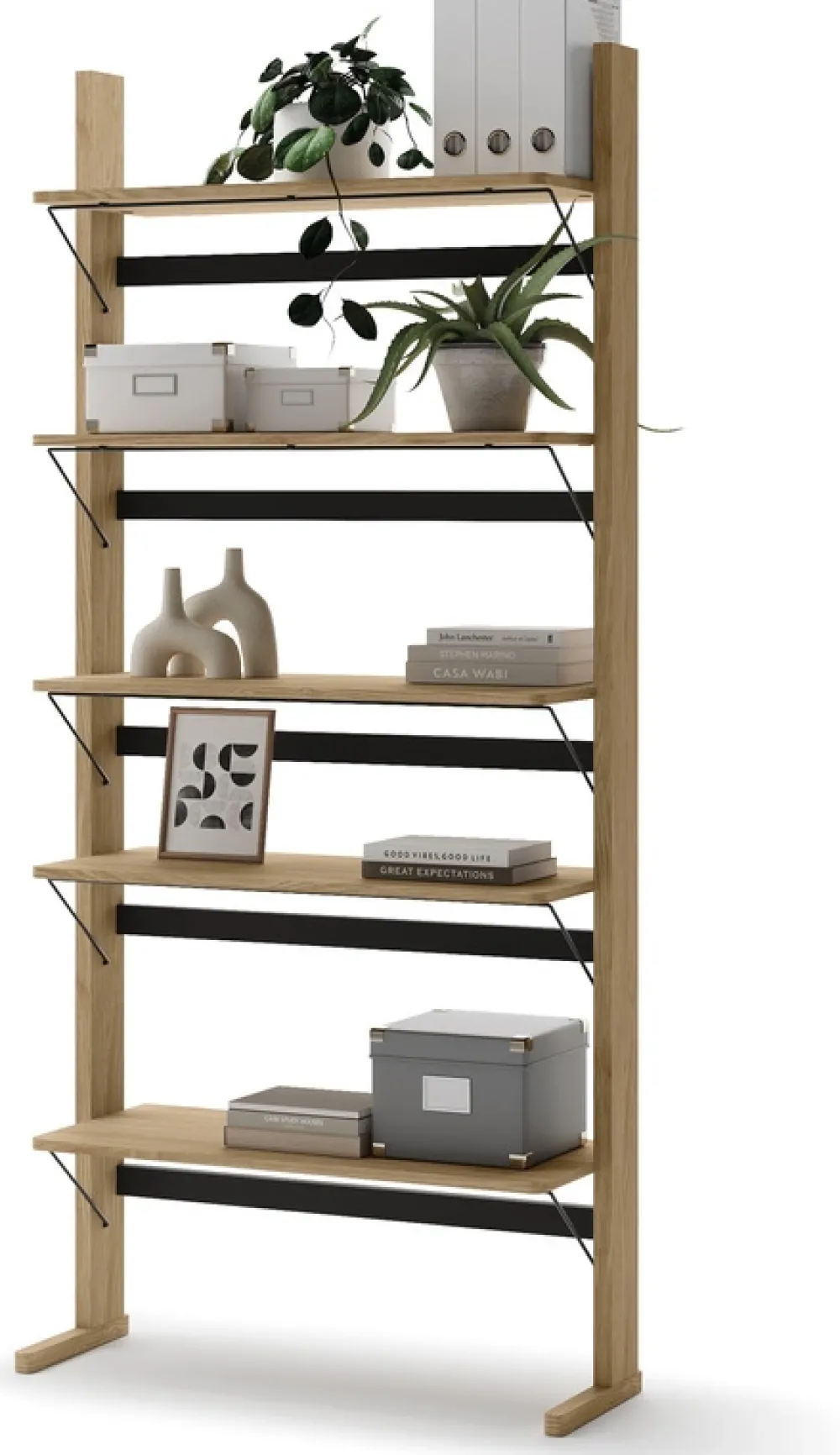 Regały Na Książki|Zestawy Mebli Młodzieżowych>lenart. Wysoki regał 88 cm do salonu z półkami dąb olejowany OLLIE