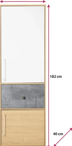 Regały Na Książki|Regały Dla Dzieci>MEBLAR Wysoki regał do pokoju młodzieżowego 60 cm z szufladą SLEEK