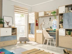 Regały Na Książki|Regały Dla Dzieci></noscript>MEBLAR Wysoki regał do pokoju młodzieżowego 60 cm z dwoma szufladami SLEEK