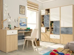 Regały Na Książki|Regały Dla Dzieci></noscript>MEBLAR Wysoki regał do pokoju młodzieżowego 60 cm z dwoma szufladami SLEEK