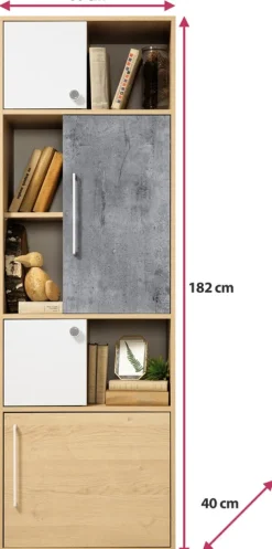 Regały Na Książki|Regały Dla Dzieci>MEBLAR Wysoki regał do pokoju młodzieżowego 60 cm czterodrzwiowy SLEEK