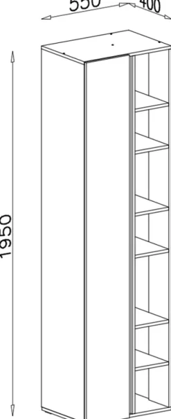 Regały Na Książki|Meble Młodzieżowe></noscript>MEBLAR Wysoki regał młodzieżowy na książki 55 cm półotwarty LISSARO