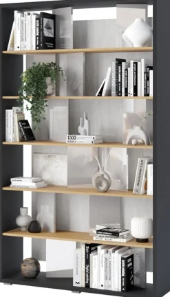 Regały Na Książki>lenart. Wysoki regał z półkami do salonu na książki 125 cm wysoki FITT