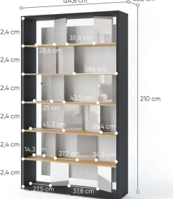 Regały Na Książki></noscript>lenart. Wysoki regał z półkami do salonu na książki 125 cm wysoki FITT