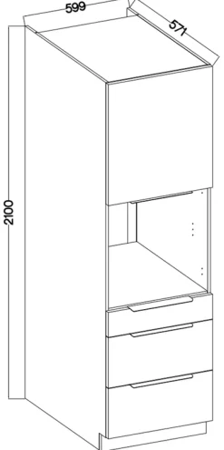Meble Kuchenne></noscript>Lempert Wysoki słupek kuchenny 60 cm z szufladami pod zabudowę piekarnika MARGARET orzech okapi